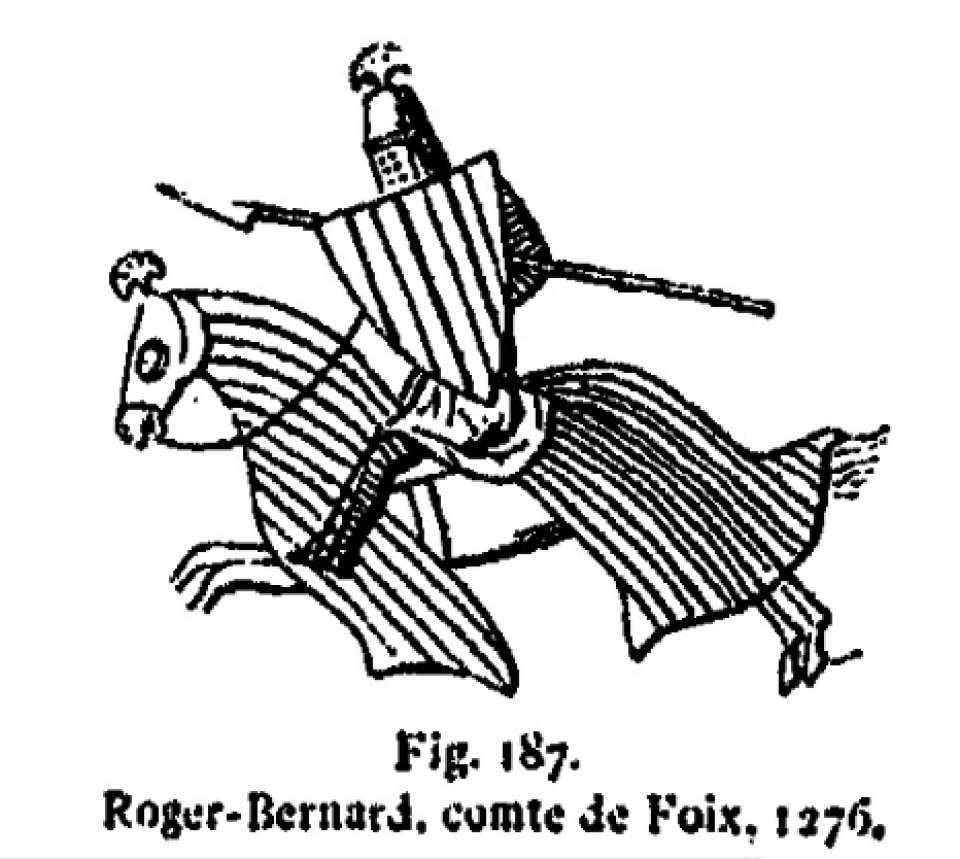 3.9.2024 Roger Bernat, comte de Foix. 1276.  -  Font: Le costume au moyen age d’après les sceaux.