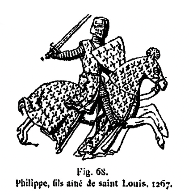 3.9.2024 Felip, fill gran de Sant Lluís. 1267.  -  Font: Le costume au moyen age d’après les sceaux.