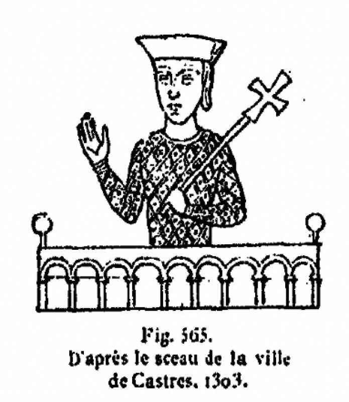 3.9.2024 Segell de la vila de castres.  -  Font: Le costume au moyen age d’après les sceaux.