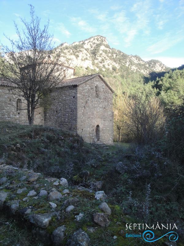 23.12.2024 A primer pla, les restes del recinte monàstic.  Sant Pere de Graudescales. -  J. Bibià